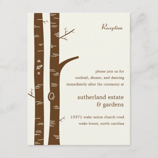 Birch Trees Wedding Reception Card - Almond Informatiekaartje (Voorkant)