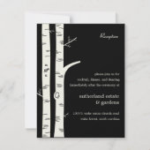 Birch Trees Wedding Reception Card - Black Kaart (Voorkant)