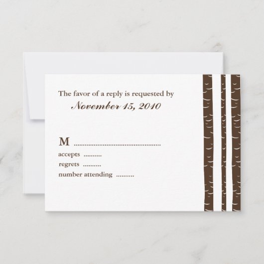 Birch Trees Wedding Response Cards RSVP Kaartje (Voorkant)