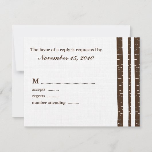 Birch Trees Wedding Response Cards RSVP Kaartje (Voorkant)