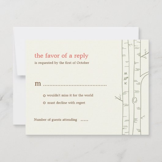 Birch Trees Wedding RSVP Card - Aangepast (Voorkant)