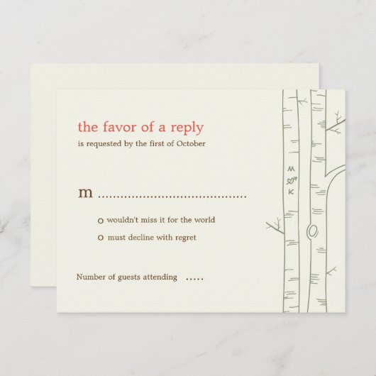Birch Trees Wedding RSVP Card - Aangepast (Voorkant / Achterkant)