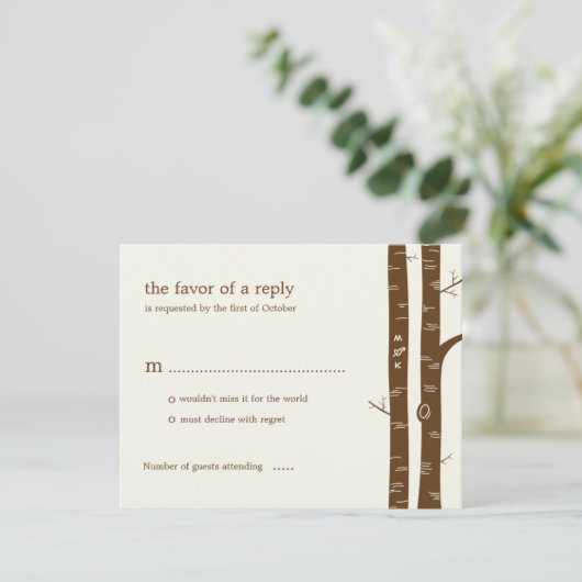 Birch Trees Wedding RSVP Card - Ammond (Staand voorkant)
