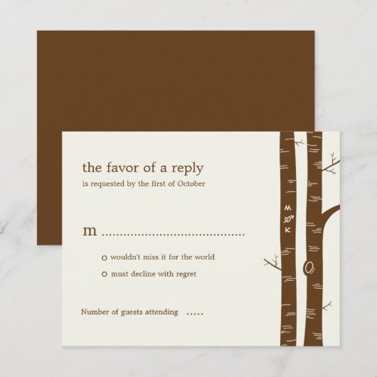 Birch Trees Wedding RSVP Card - Ammond Kaartje (Voorkant / Achterkant)