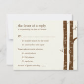 Birch Trees Wedding RSVP Card met entrée - Almond (Voorkant)