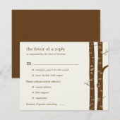 Birch Trees Wedding RSVP Card met entrée - Almond (Voorkant / Achterkant)