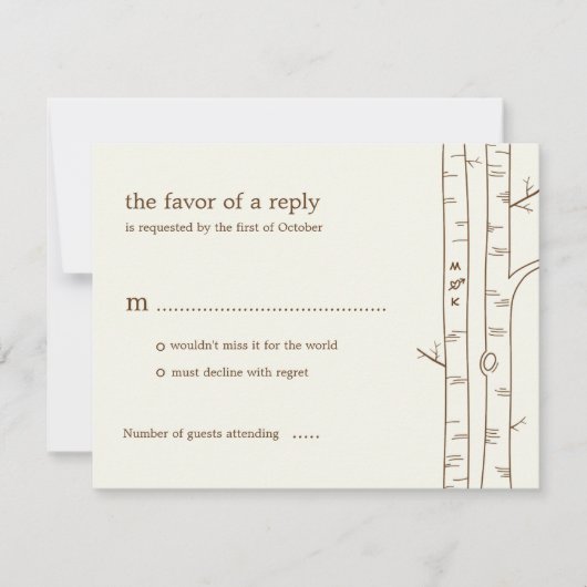 Birch Trees Wedding RSVP Card - Sketchy Kaartje (Voorkant)