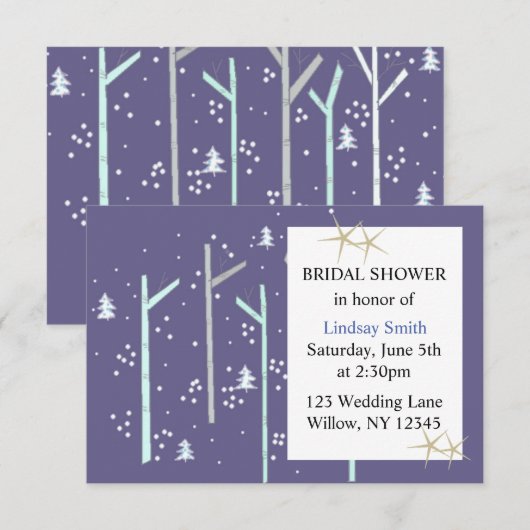 Birch Trees Winter Scene Vrijgezellenfeest Kaart (Voorkant / Achterkant)