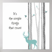 Birch Trees with Deer Simple Things Count Poster (Voorkant)