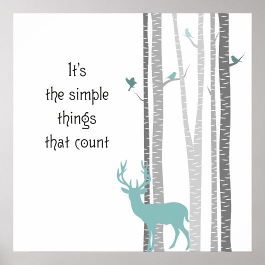 Birch Trees with Deer Simple Things Count Poster (Voorkant)