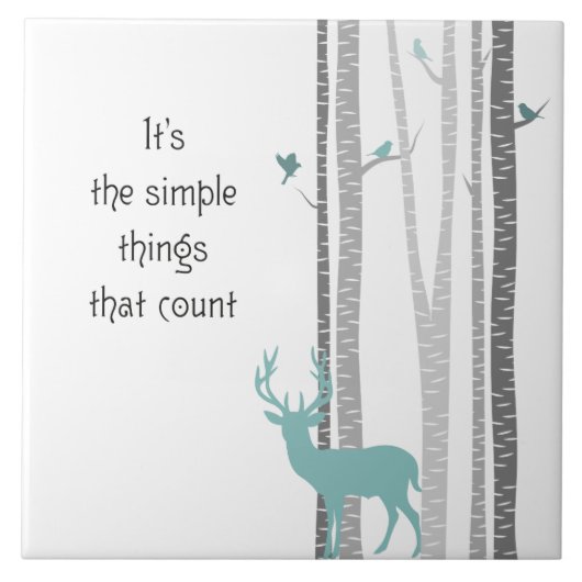 Birch Trees with Deer Simple Things Count Tegeltje (Voorkant)
