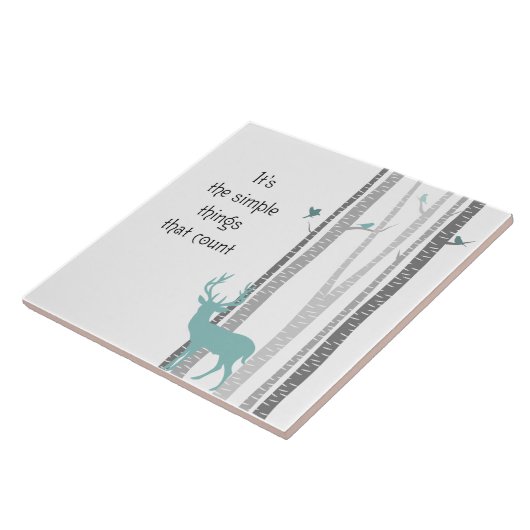 Birch Trees with Deer Simple Things Count Tegeltje (Zijkant)