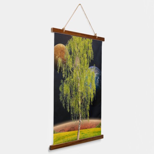 Birch van twee werelden hangend wandkleed (Gebogen)