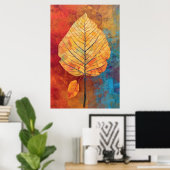 Birch Whimsy: AI-gegenereerd Herfst Leaf Poster (Thuiskantoor)
