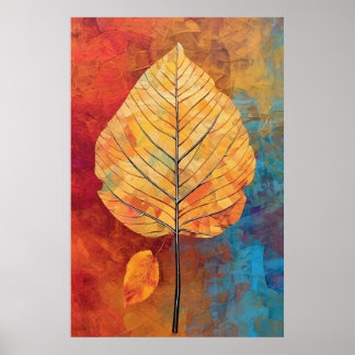 Birch Whimsy: AI-gegenereerd Herfst Leaf Poster