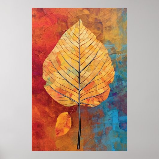 Birch Whimsy: AI-gegenereerd Herfst Leaf Poster (Voorkant)