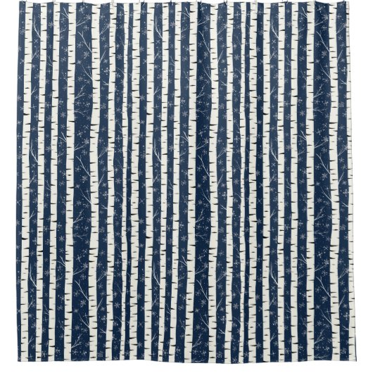 Birch Winter Wonderland Pattern Douchegordijn (Voorkant)