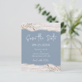 Birch Wood Dust Blue Wedding Save the Date (Staand voorkant)