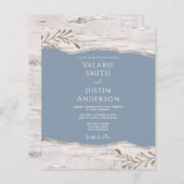 Birch Wood Dusty Blue Wedding Invitation (Voorkant / Achterkant)