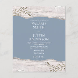 Birch Wood Dusty Blue Wedding Invitation