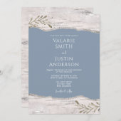 Birch Wood Dusty Blue Wedding Kaart (Voorkant / Achterkant)