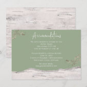 Birch Wood Sage Green Wedding Accommodo Enclo Informatiekaartje (Voorkant / Achterkant)