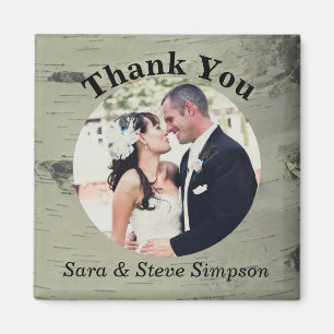 Birch Wood Wedding Foto Magnet