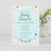 Birch Woodland Hand Drawn Baby shower Invitation Kaart (Staand voorkant)