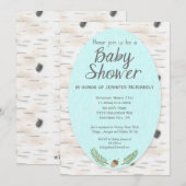 Birch Woodland Hand Drawn Baby shower Invitation Kaart (Voorkant / Achterkant)