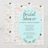 Birch Woodland Hand Drawn Bridal Shower Uitnodigin Kaart (Voorkant / Achterkant)