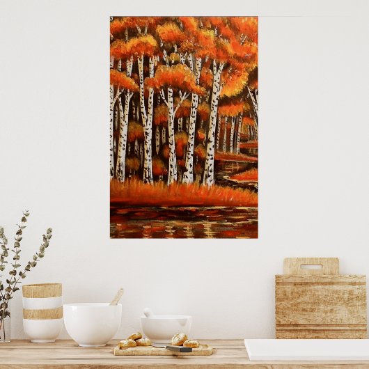 Birches Autumn Landschap Poster (Keuken)