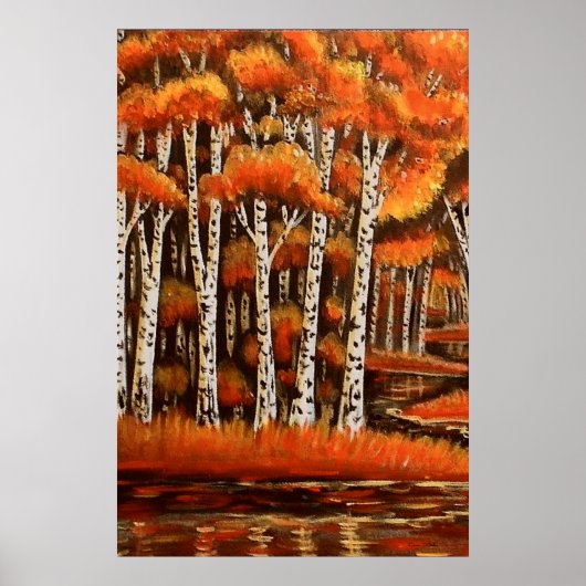 Birches Autumn Landschap Poster (Voorkant)