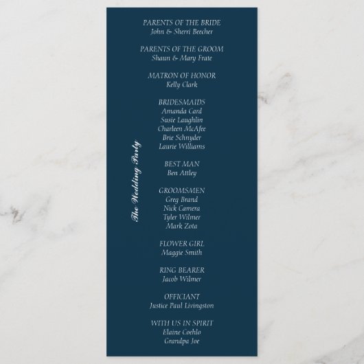 Birchtree Birds Trouwprogramma Blauw Programmakaart (Achterkant)