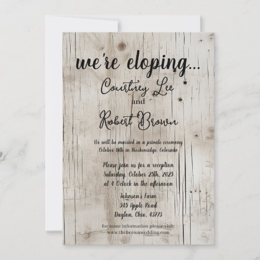 Birchwood Elopement Aankondiging (Voorkant)