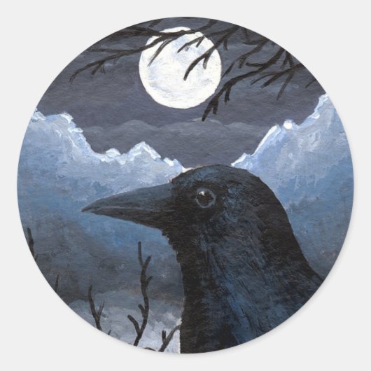 Bird 58 Crow Raven Ronde Sticker (Voorkant)