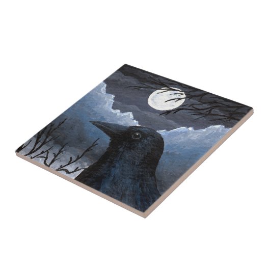 Bird 58 Crow Raven Tegeltje (Zijkant)