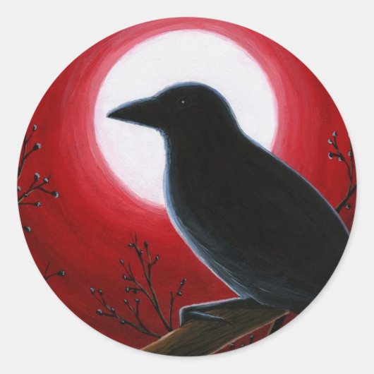 Bird 62 Crow Raven Ronde Sticker (Voorkant)