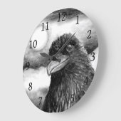 Bird 64 Crow Raven Moon Black White Grote Klok (Hoek)
