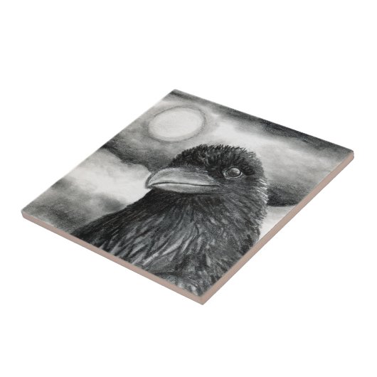 Bird 64 Crow Raven Tegeltje (Zijkant)