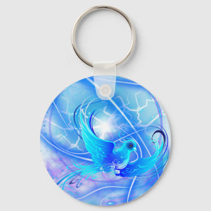 Bird Abstract Blue Sleutelhanger