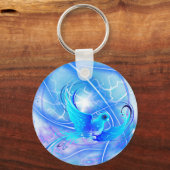 Bird Abstract Blue Sleutelhanger (Achterkant)