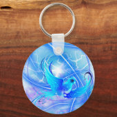 Bird Abstract Blue Sleutelhanger (Voorkant)