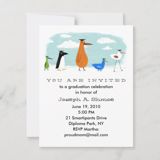 Bird Afstudeerders Celebration Announance Kaart (Voorkant)