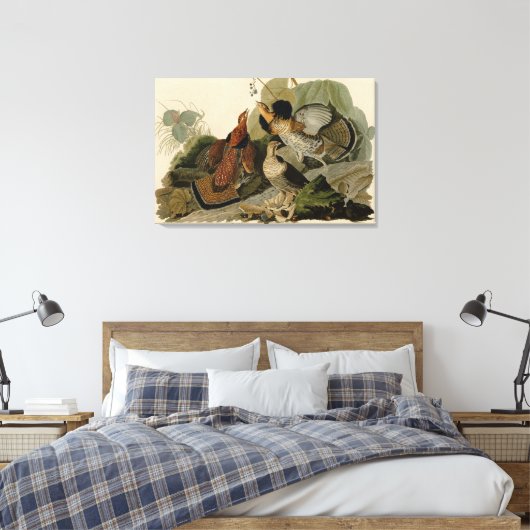 Bird, America, Ruffed Grouse, Audubon, Canvas Afdruk (Insitu (Slaapkamer))