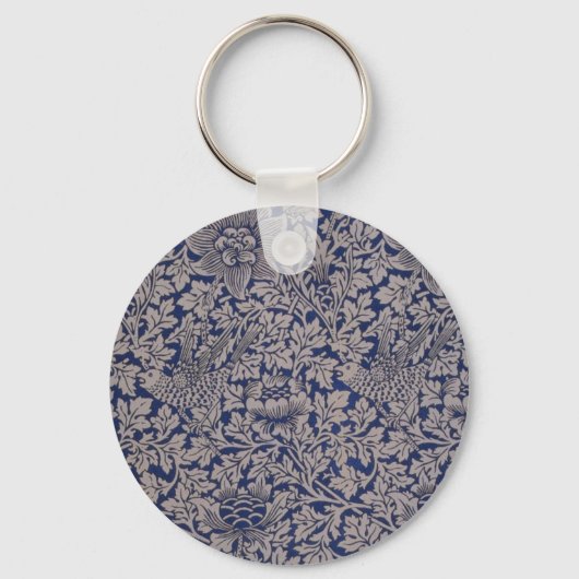 Bird and Anemone door William Morris Pattern Sleutelhanger (Voorkant)