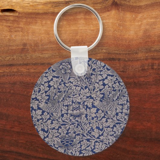 Bird and Anemone door William Morris Pattern Sleutelhanger (Voorkant)
