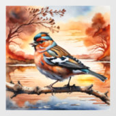 Bird and autumn landscape window cling art print  raamsticker (Vel)