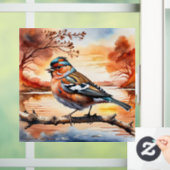 Bird and autumn landscape window cling art print raamsticker (Huis)