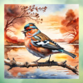 Bird and autumn landscape window cling art print raamsticker (Vel 3)