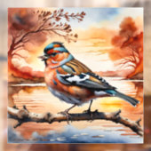 Bird and autumn landscape window cling art print raamsticker (Vel 2)
